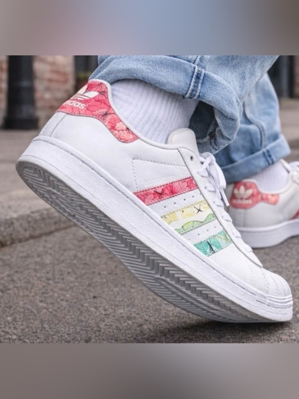 adidas x Farm Rio Superstars Limited Edition White Butterfly in Women’s Size 8.5